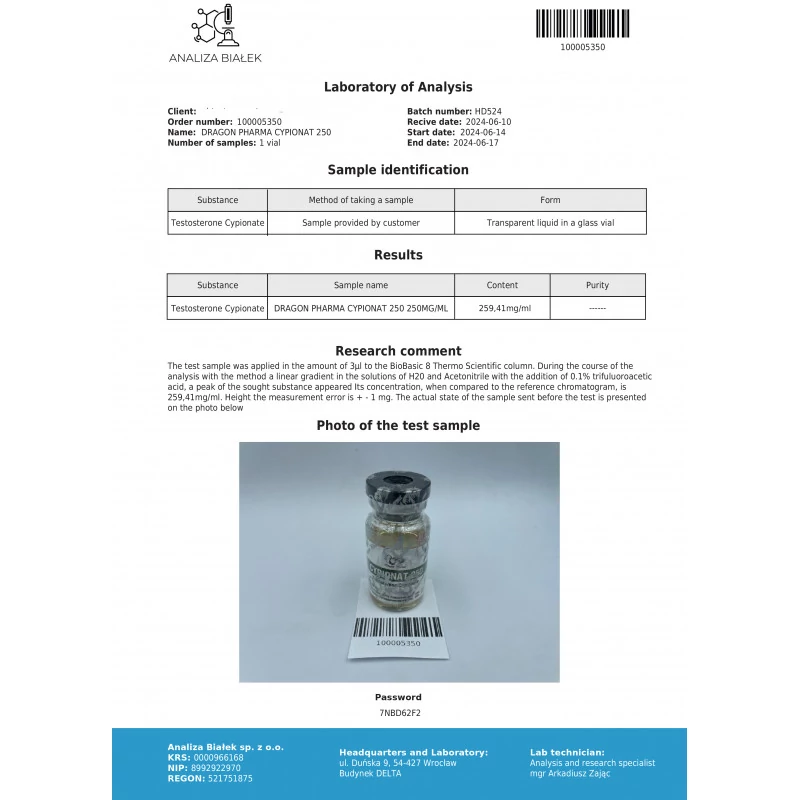 Cypionat 250 mg - Testosterone Cypionate by Dragon Pharma, Europe