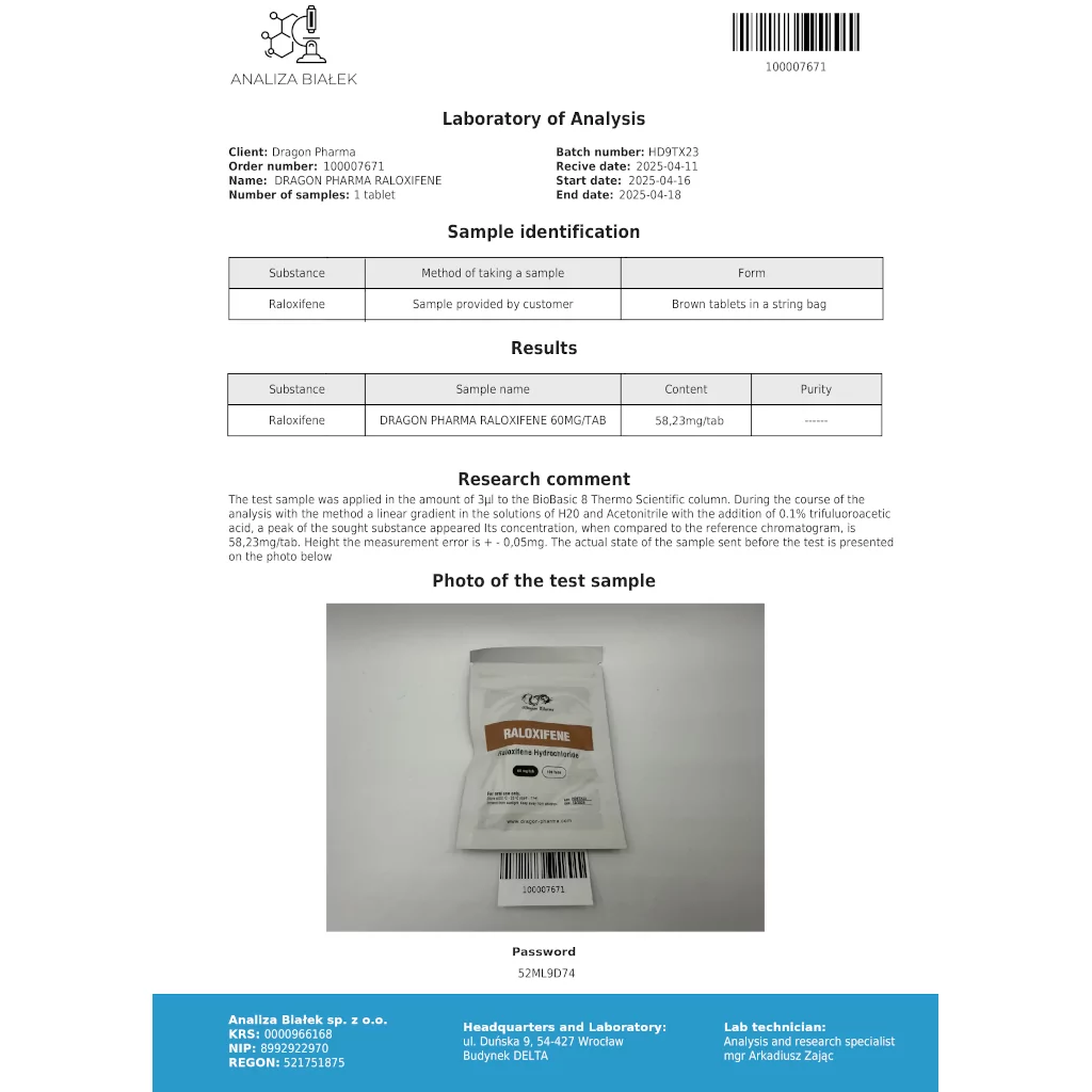 Raloxifene 60 mg - Raloxifene Hydrochloride by Dragon Pharma, Europe