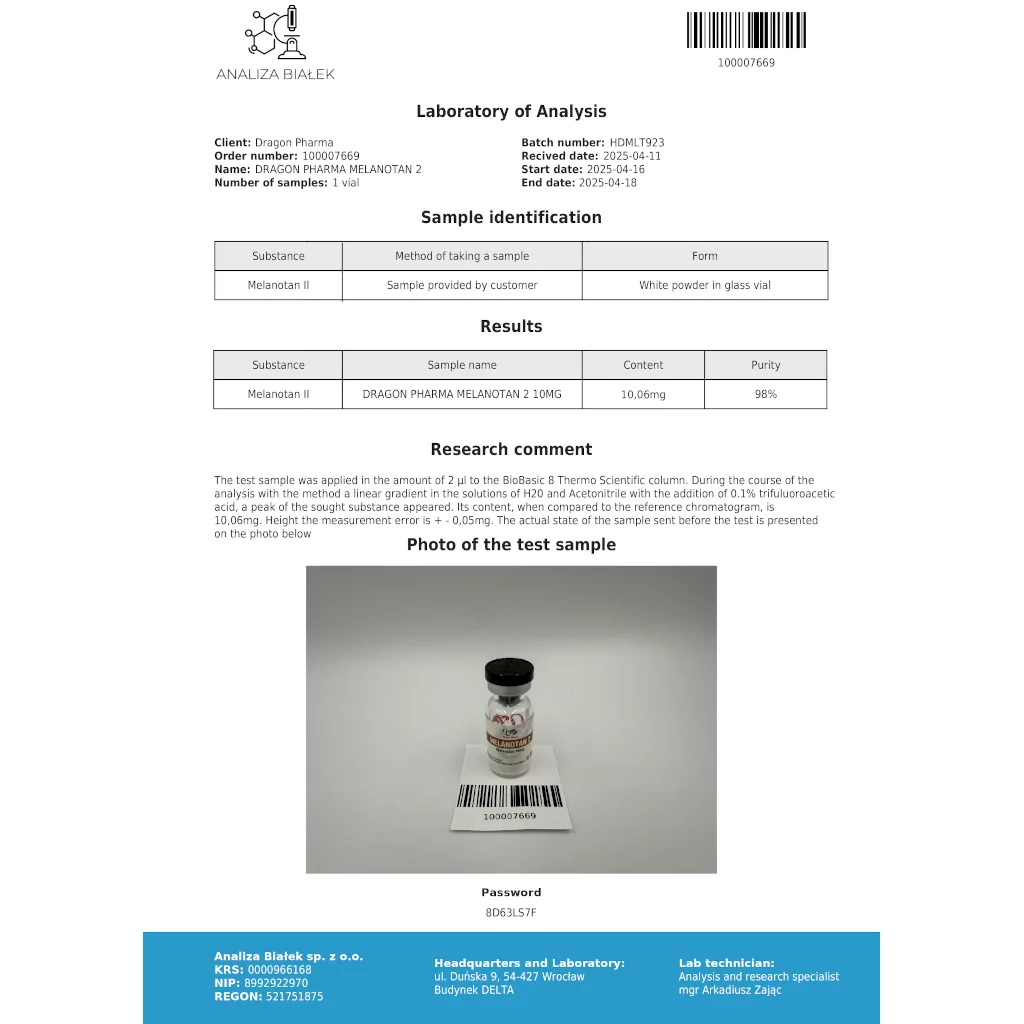 Melanotan 2 10 mg - Melanotan by Dragon Pharma, Europe Melanotan 2 10 mg - Melanotan by Dragon Pharma, Europe