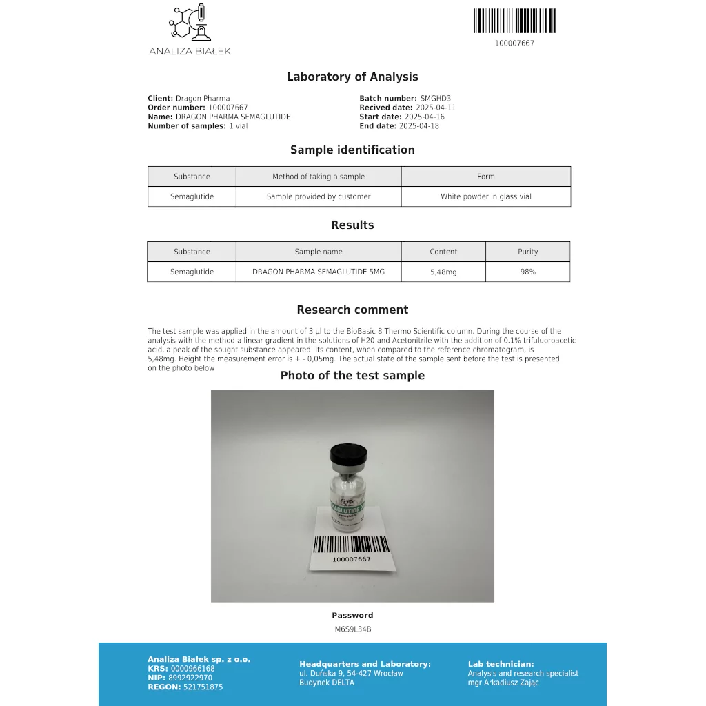 Sema-Pep 5 mg - Semaglutide by Dragon Pharma, Europe