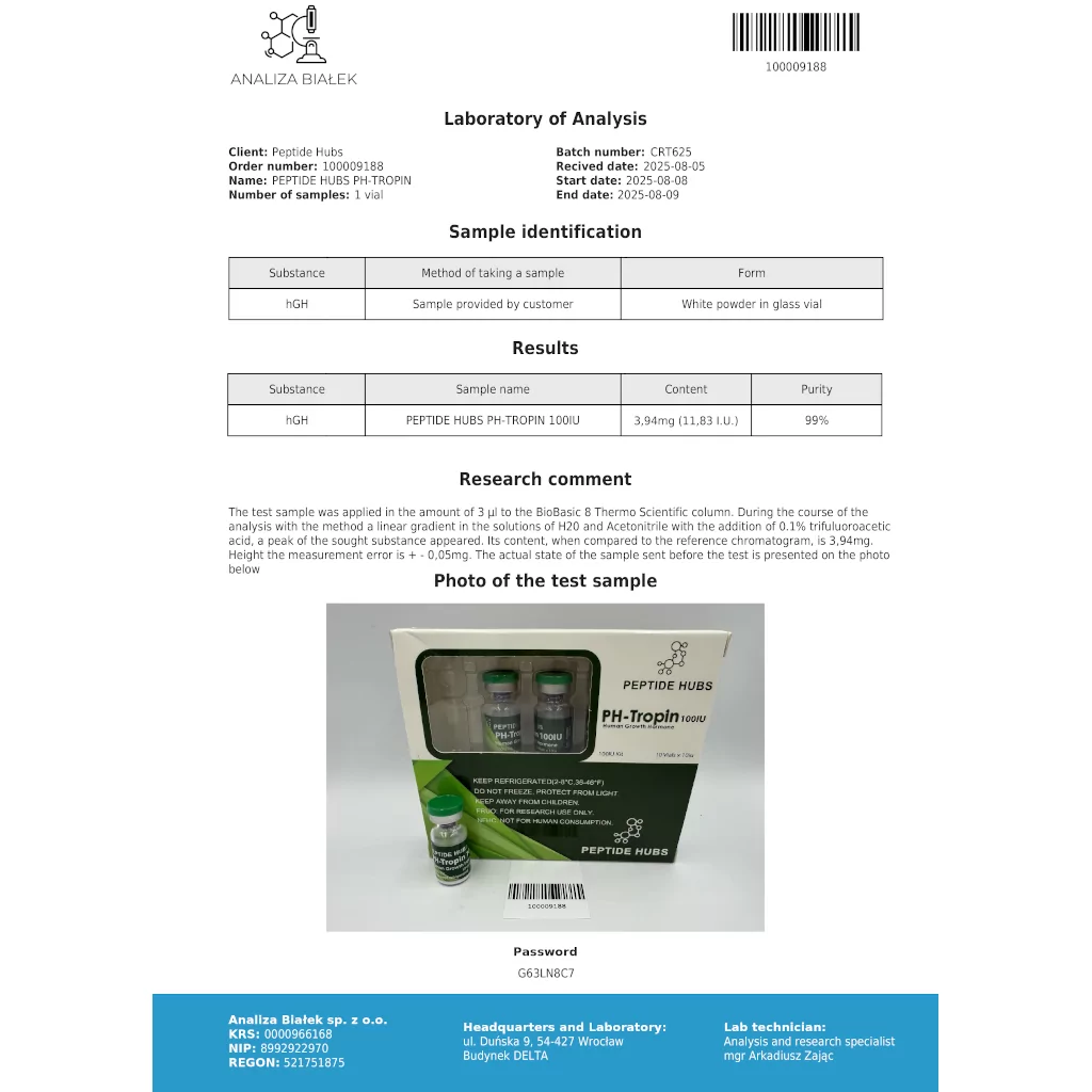 PH-Tropin 100 IU - Human Growth Hormone by Peptide Hubs PH-Tropin 100 IU - Human Growth Hormone by Peptide Hubs