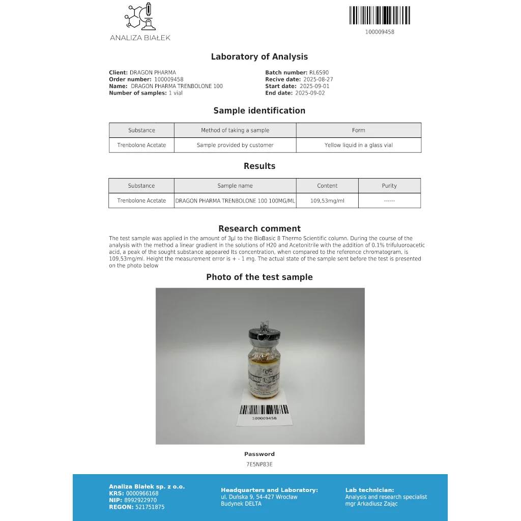 Trenbolone 100 mg - Trenbolone Acetate by Dragon Pharma, Europe