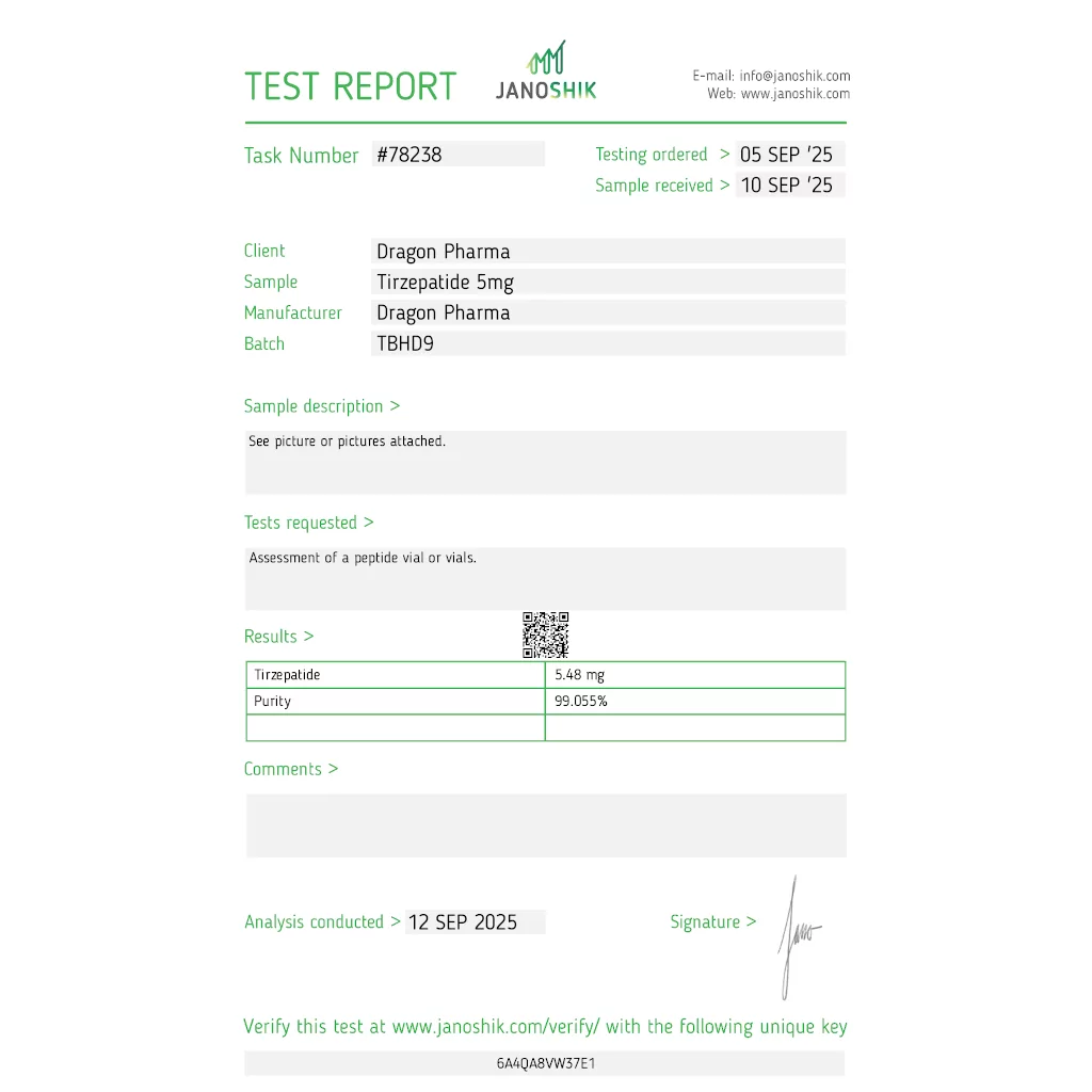 Tirze-Pep 5 mg - Tirzepatide by Dragon Pharma, Europe