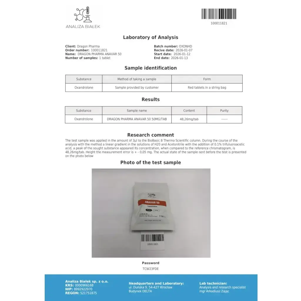 Anavar 50 mg - Oxandrolone by Dragon Pharma, Europe