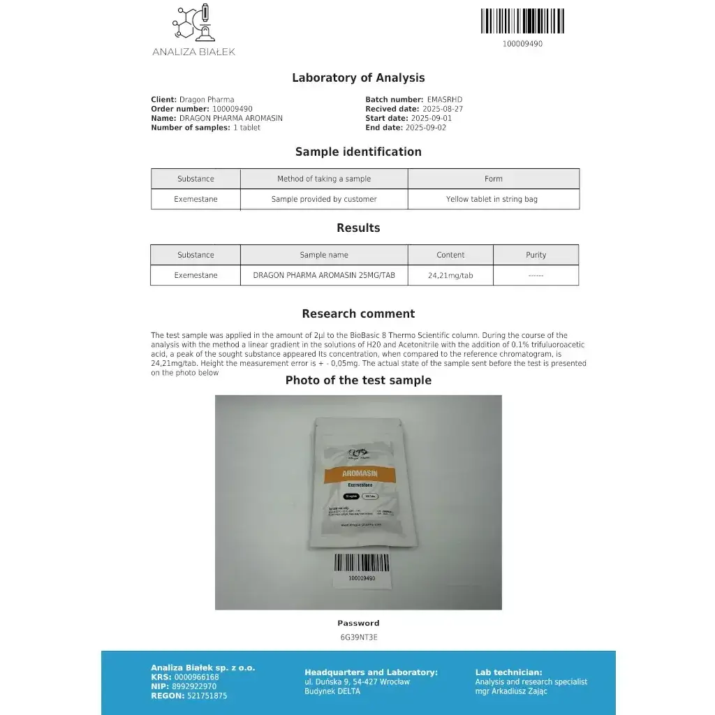 Aromasin 25 mg - Exemestane by Dragon Pharma, Europe Aromasin 25 mg - Exemestane by Dragon Pharma, Europe