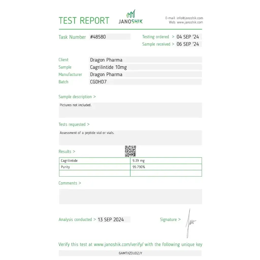 Cagrilintide Acetate 10 mg - Cagrilintide by Dragon Pharma, Europe Cagrilintide Acetate 10 mg - Cagrilintide by Dragon Pharma, Europe
