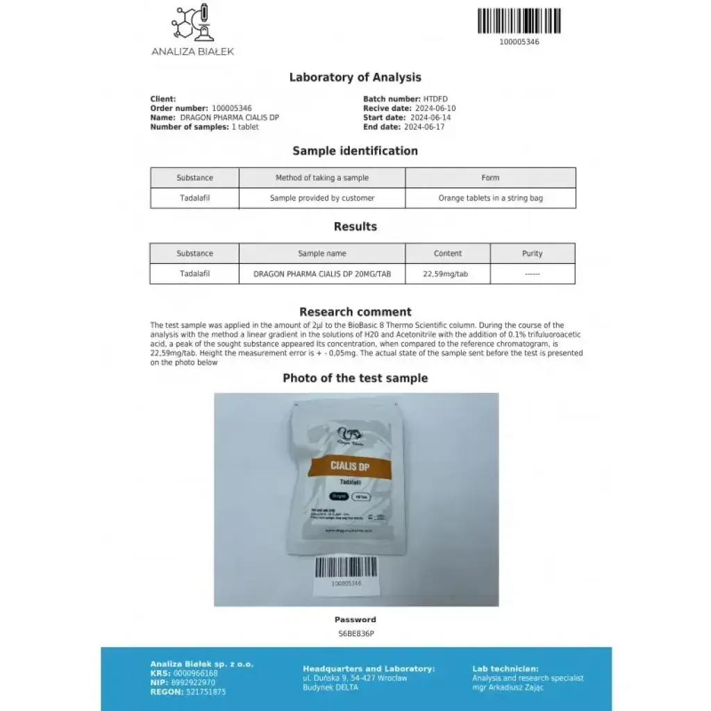 Cialis 20 mg - Tadalafil by Dragon Pharma, Europe Cialis 20 mg - Tadalafil by Dragon Pharma, Europe
