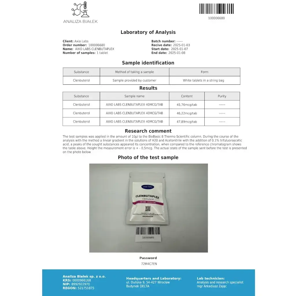 Clenbutaplex 40 mcg - Clenbuterol by Axiolabs Clenbutaplex 40 mcg - Clenbuterol by Axiolabs