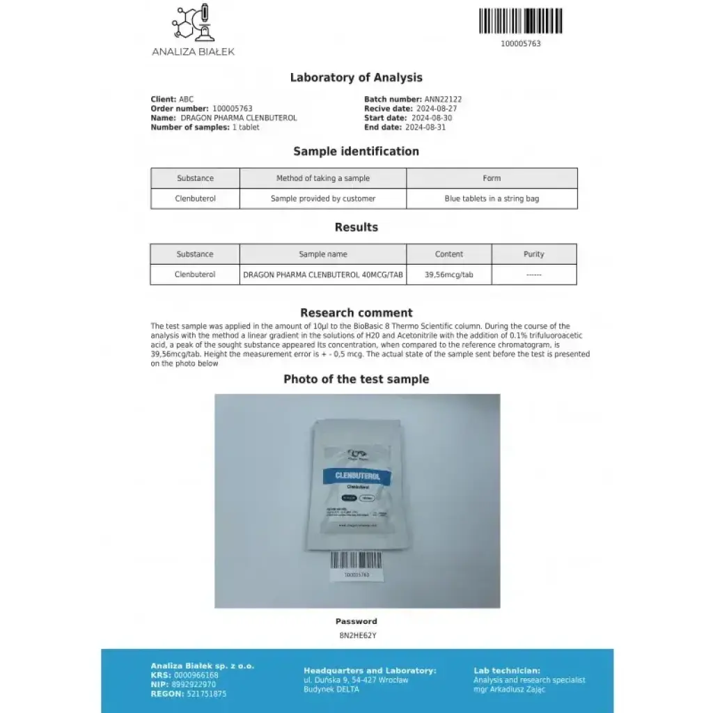 Clenbuterol 40 mcg - Clenbuterol by Dragon Pharma, Europe Clenbuterol 40 mcg - Clenbuterol by Dragon Pharma, Europe
