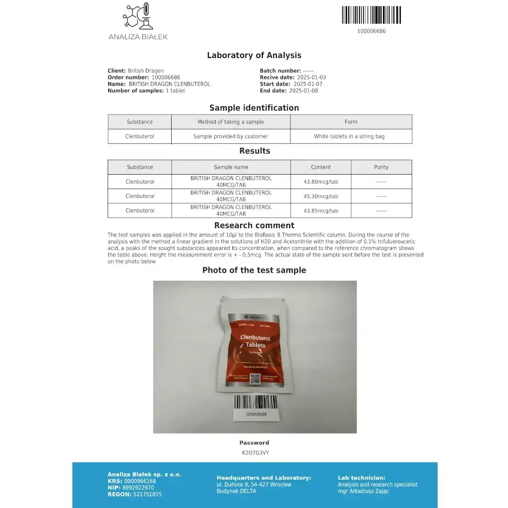 Clenbuterol 40 mcg - Clenbuterol by British Dragon Pharmaceuticals Clenbuterol 40 mcg - Clenbuterol by British Dragon Pharmaceuticals