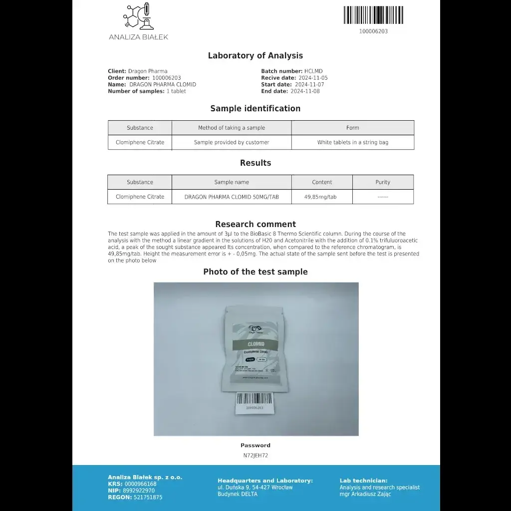 Clomid 50 mg - Clomiphene Citrate by Dragon Pharma, Europe Clomid 50 mg - Clomiphene Citrate by Dragon Pharma, Europe