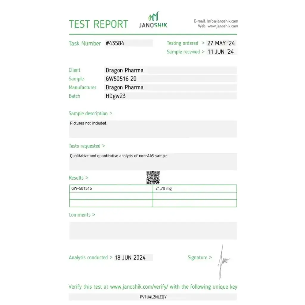GW501516 - Cardarine by Dragon Pharma, Europe GW501516 - Cardarine by Dragon Pharma, Europe