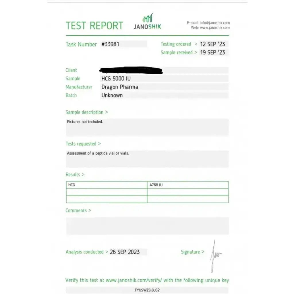 HCG 5000 IU - Human Chorionic Gonadotropin by Dragon Pharma, Europe HCG 5000 IU - Human Chorionic Gonadotropin by Dragon Pharma, Europe