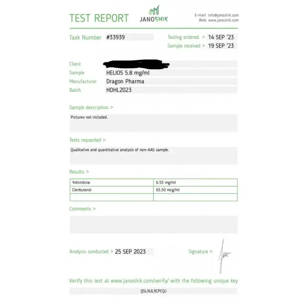 Helios 5.8 mg - Clenbuterol,Yohimbine by Dragon Pharma, Europe Helios 5.8 mg - Clenbuterol,Yohimbine by Dragon Pharma, Europe