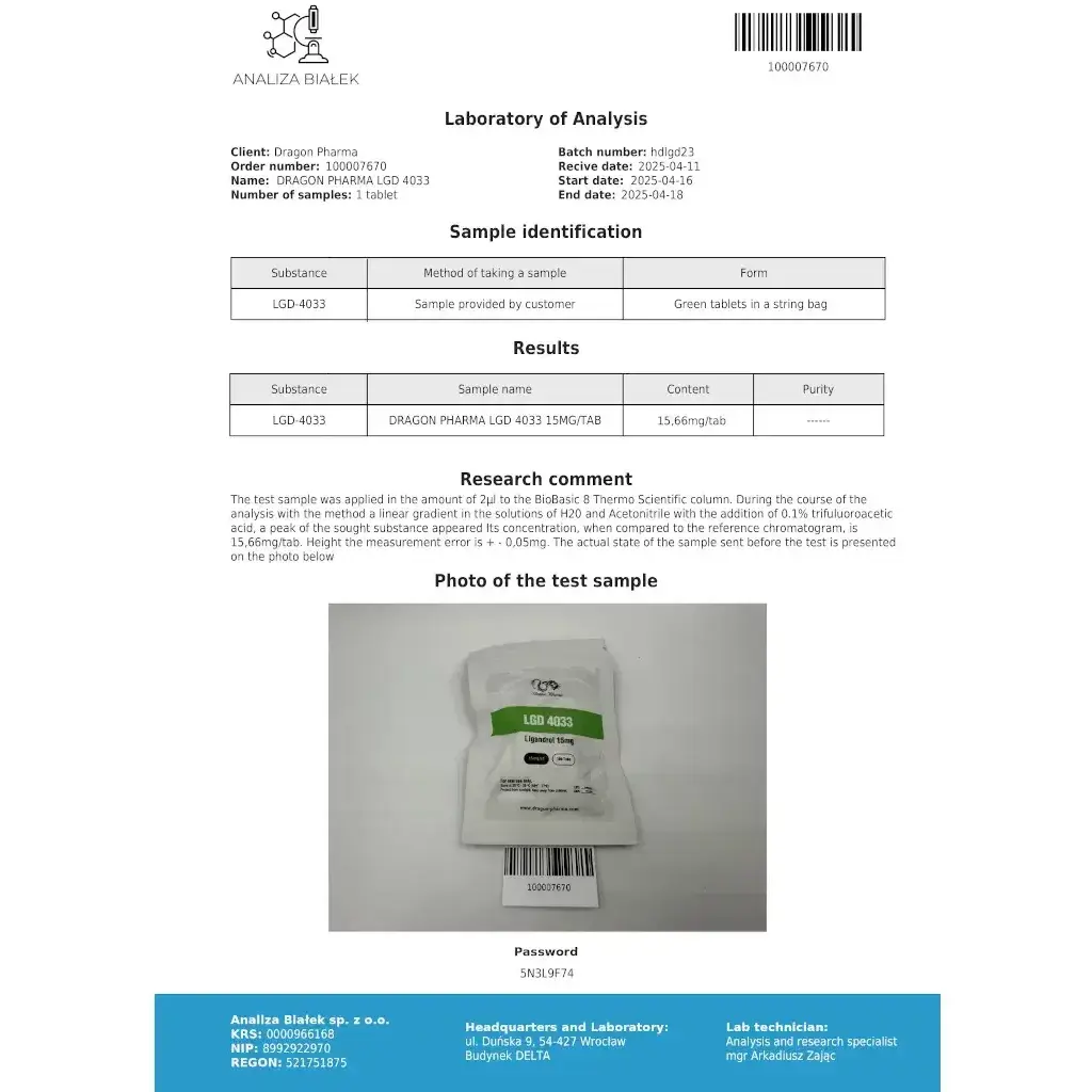 LGD 4033 - Ligandrol by Dragon Pharma, Europe LGD 4033 - Ligandrol by Dragon Pharma, Europe
