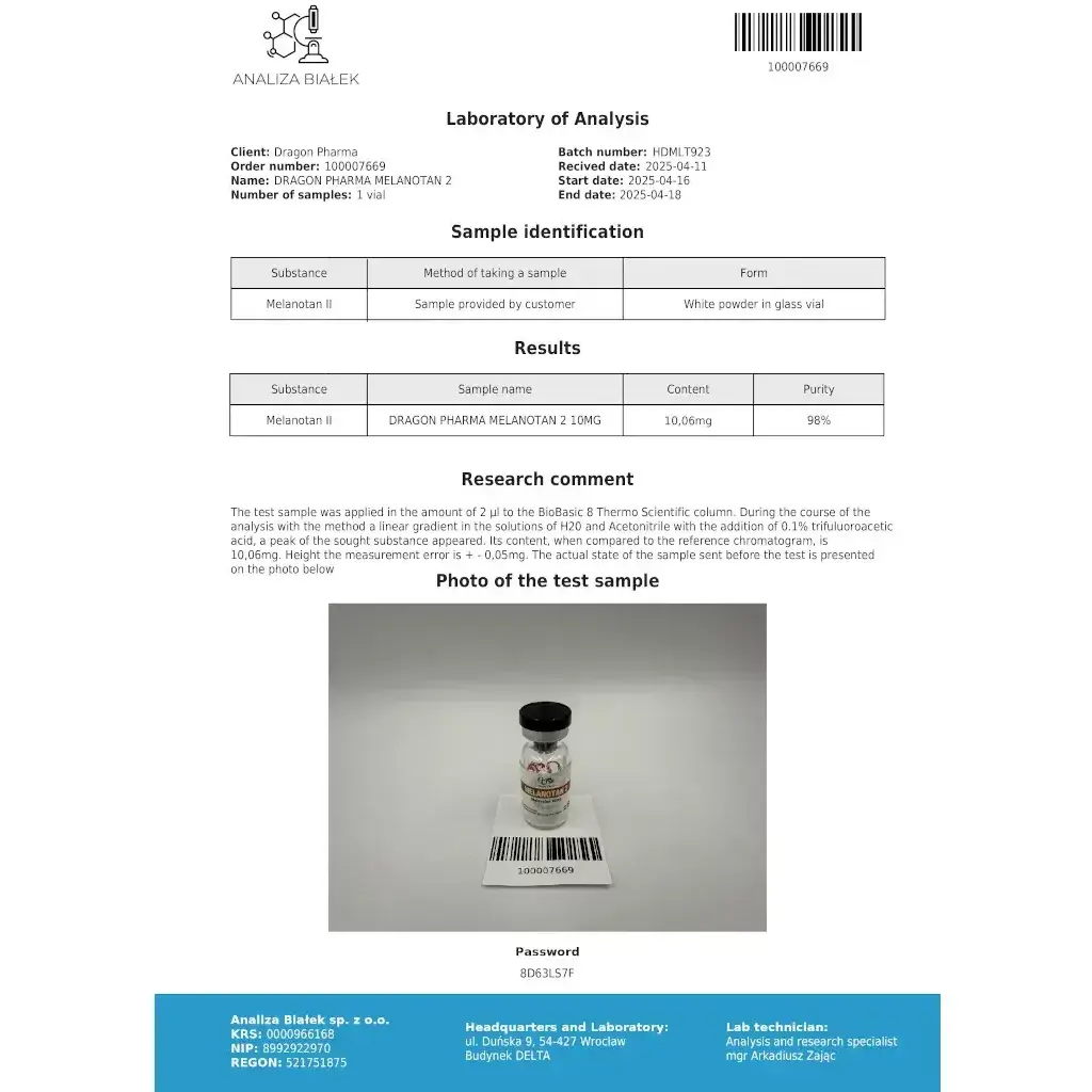 Melanotan 2 10 mg - Melanotan by Dragon Pharma, Europe Melanotan 2 10 mg - Melanotan by Dragon Pharma, Europe