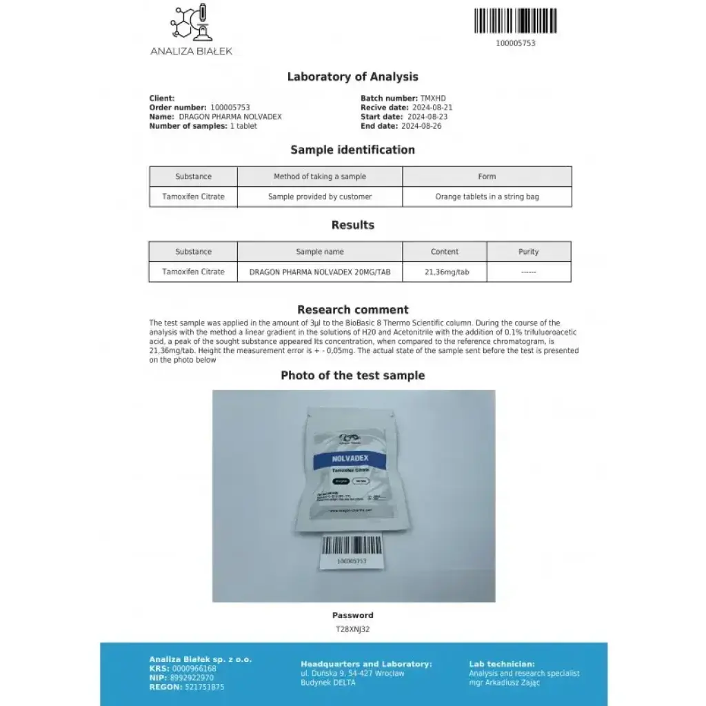 Nolvadex 20 mg - Tamoxifen Citrate by Dragon Pharma, Europe Nolvadex 20 mg - Tamoxifen Citrate by Dragon Pharma, Europe