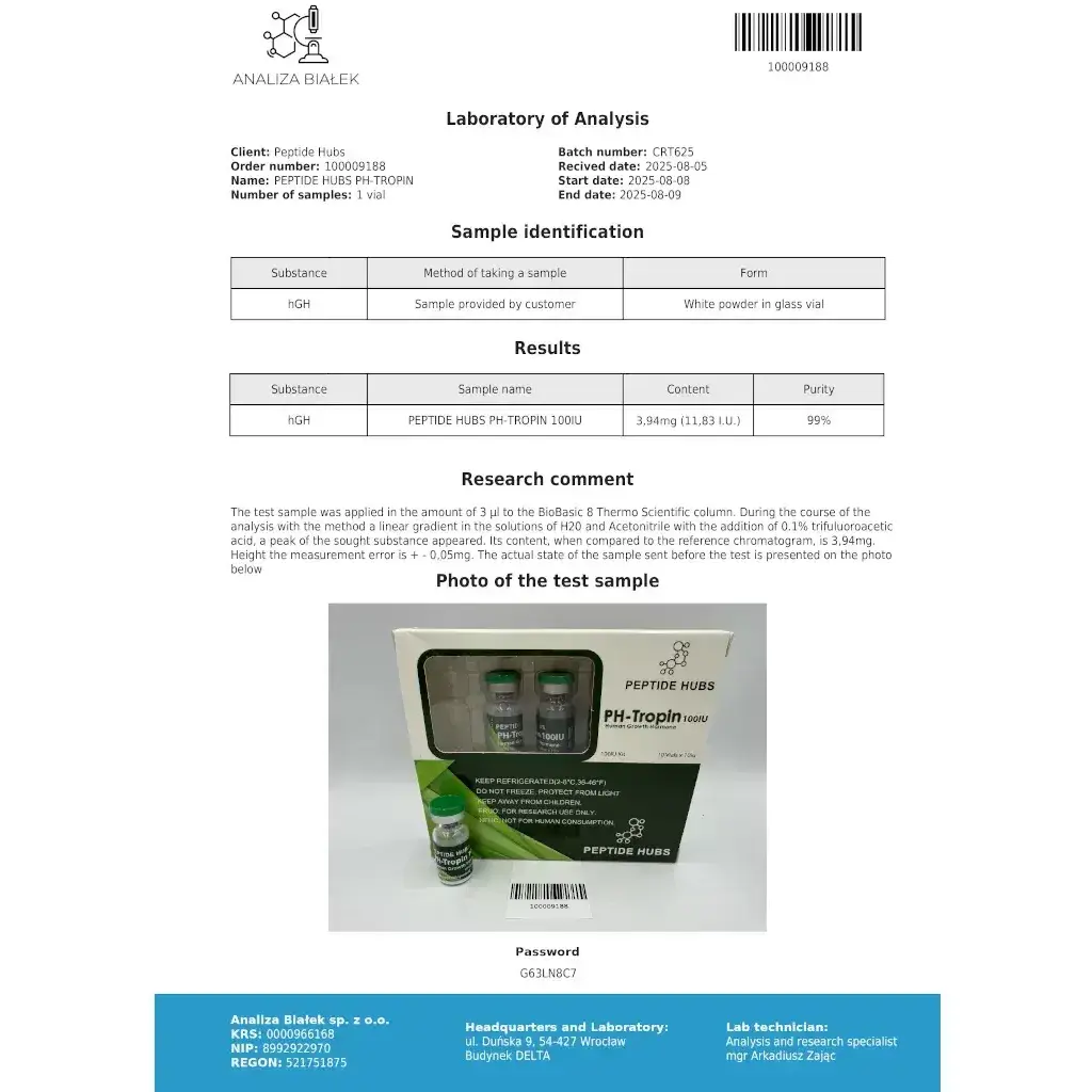 PH-Tropin 100 IU - Human Growth Hormone by Peptide Hubs PH-Tropin 100 IU - Human Growth Hormone by Peptide Hubs