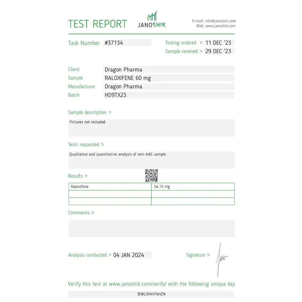 Raloxifene 60 mg - Raloxifene Hydrochloride by Dragon Pharma, Europe Raloxifene 60 mg - Raloxifene Hydrochloride by Dragon Pharma, Europe