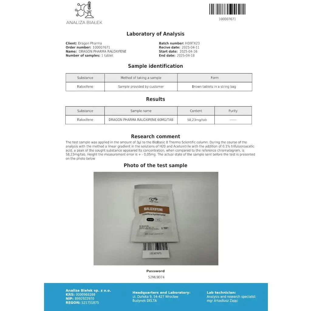 Raloxifene 60 mg - Raloxifene Hydrochloride by Dragon Pharma, Europe Raloxifene 60 mg - Raloxifene Hydrochloride by Dragon Pharma, Europe