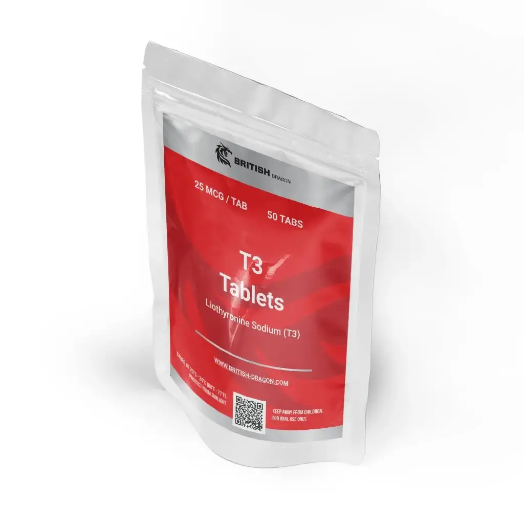 T3 25 mcg (50 Tablets) - Liothyronine Sodium (T3) by British Dragon Pharmaceuticals
