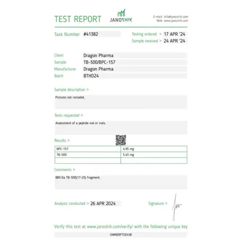 TB 500/BPC 157 10 mg - Thymosin Beta 4,Body Protective Compound 157 by Dragon Pharma, Europe TB 500/BPC 157 10 mg - Thymosin Beta 4,Body Protective Compound 157 by Dragon Pharma, Europe